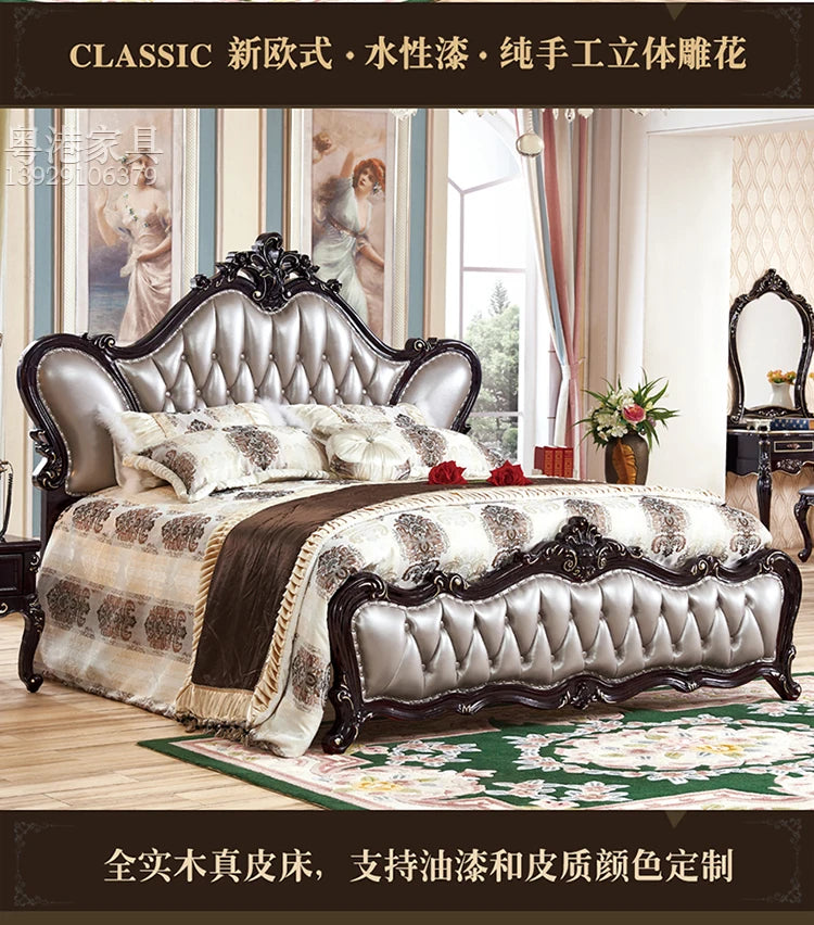 Adult European Bed Square Luxury High Quality Romantic Comfortable Bed Headboards Queen Frame Letto Matrimoniale Home Furniture