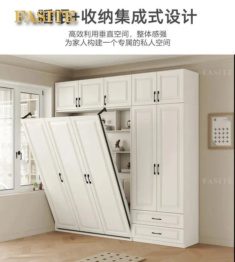 Invisible bed wall, bed, wardrobe, integrated 1.35-meter multifunctional foldable Murphy bed, flip bed under the bed
