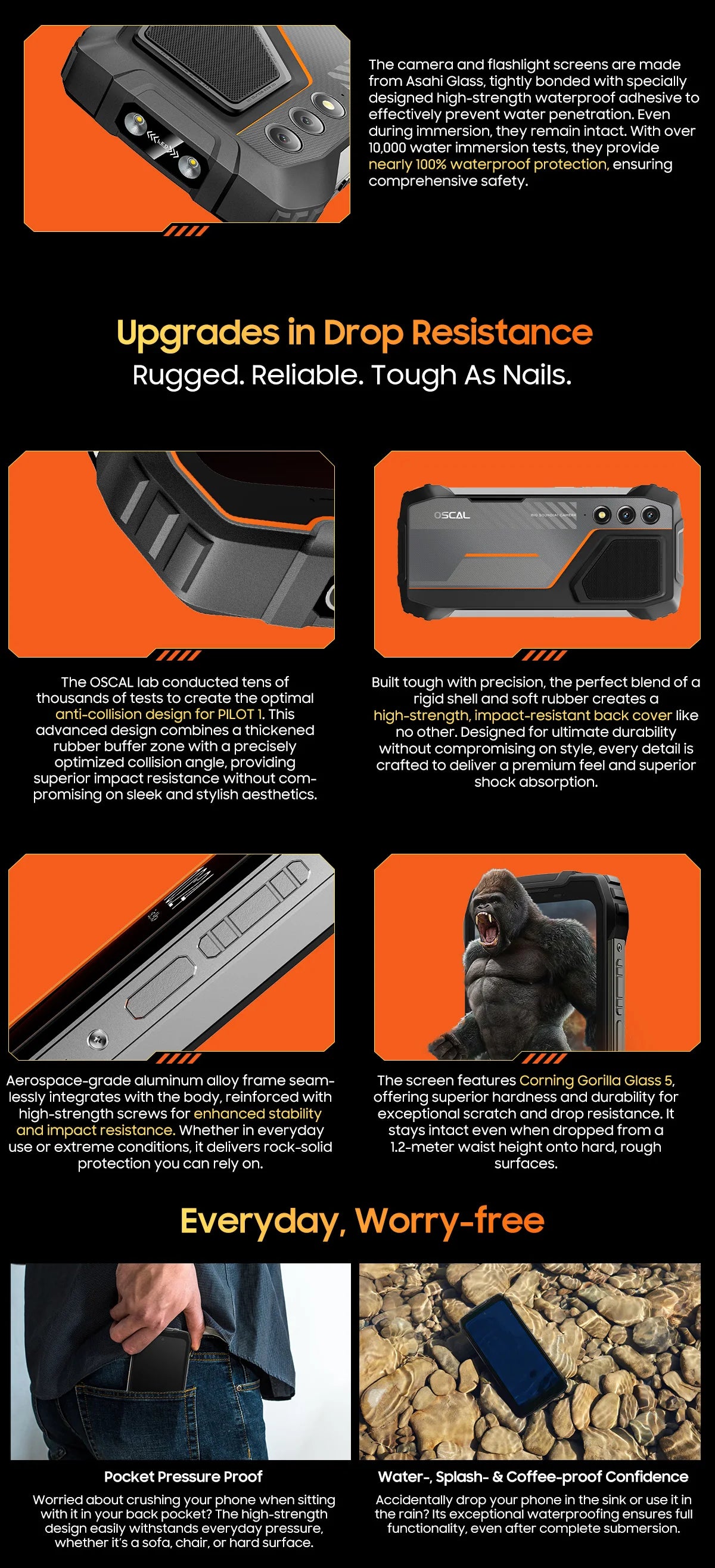 Blackview OSCAL PILOT 1 Rugged Phone, 6GB 256GB Smartphone Helio G81, 6.67'' Display Mobile Phone With 15000mAh, NFC Cellphones