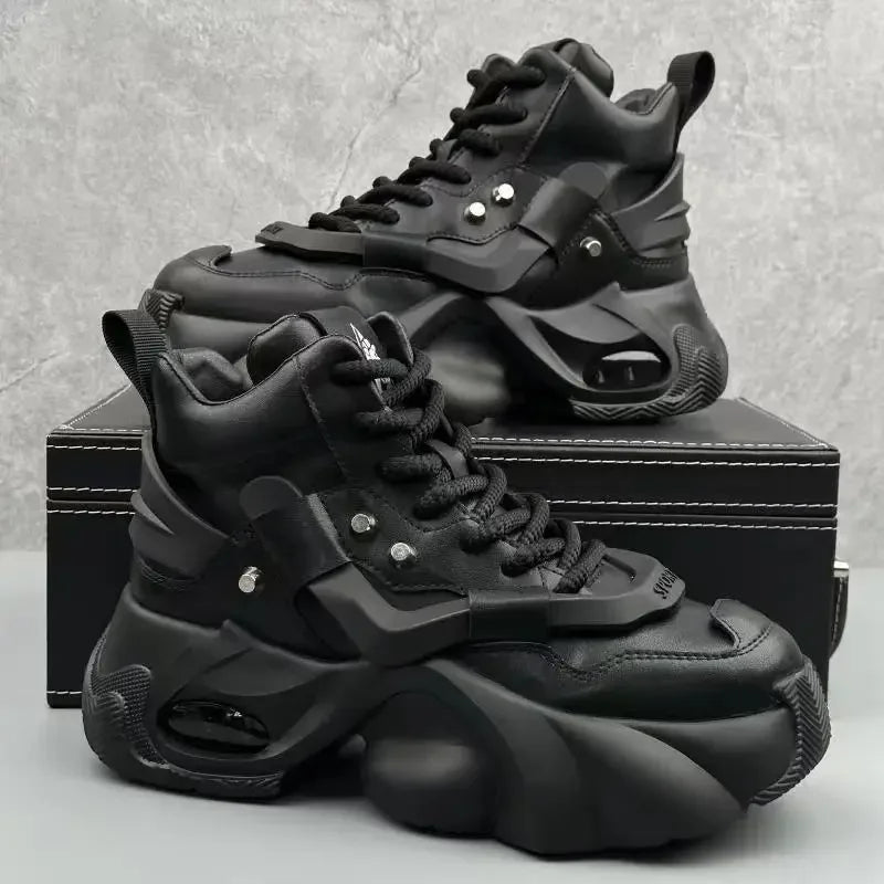 Men's Boots High Top  Autumn New Trend Wear-resistant Synthetic Leather Boots Casual Lace Up Height Increasing Fashion Boots