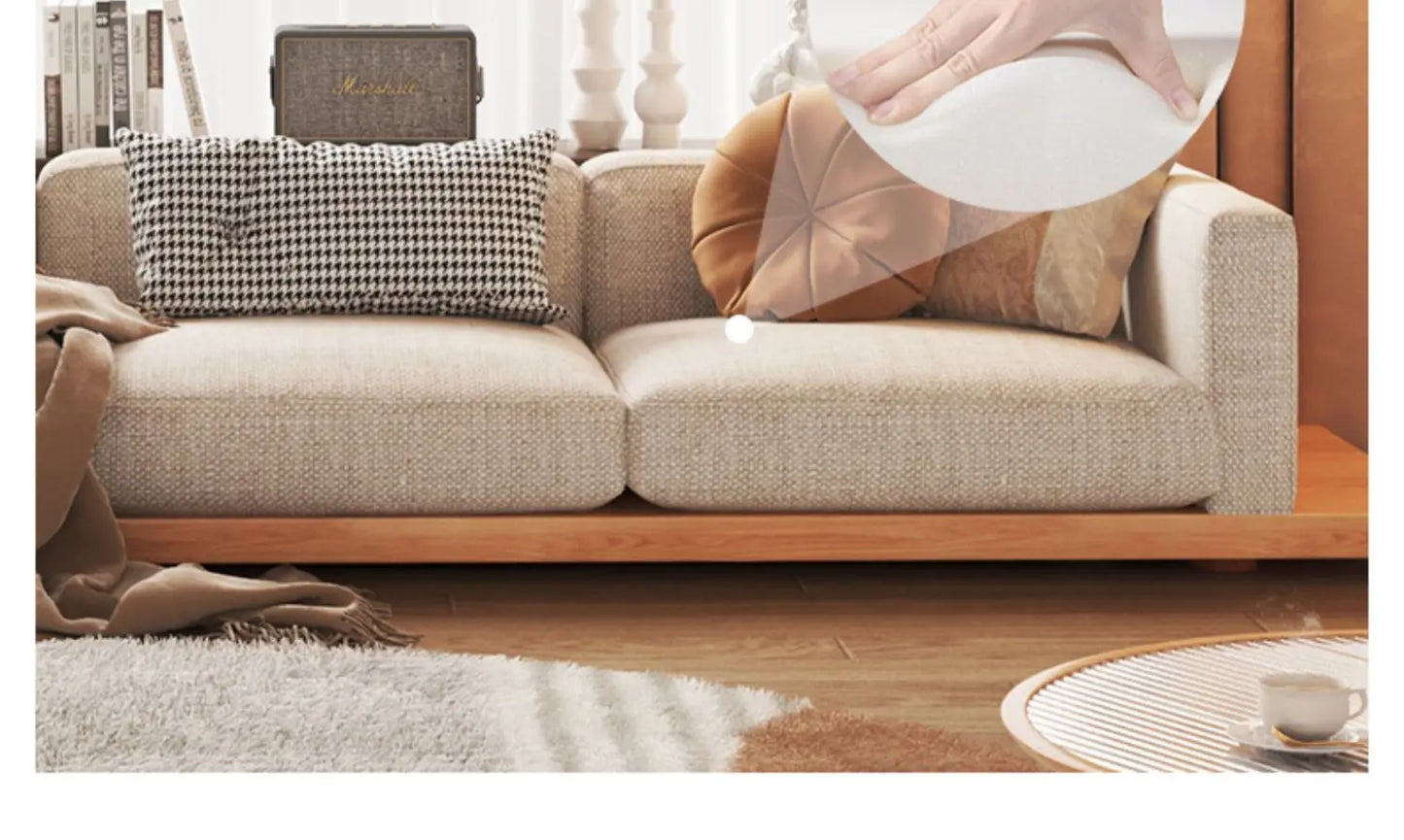 Japanese style sofa living room modern simple design hotel latex corner cotton linen art sofa log style