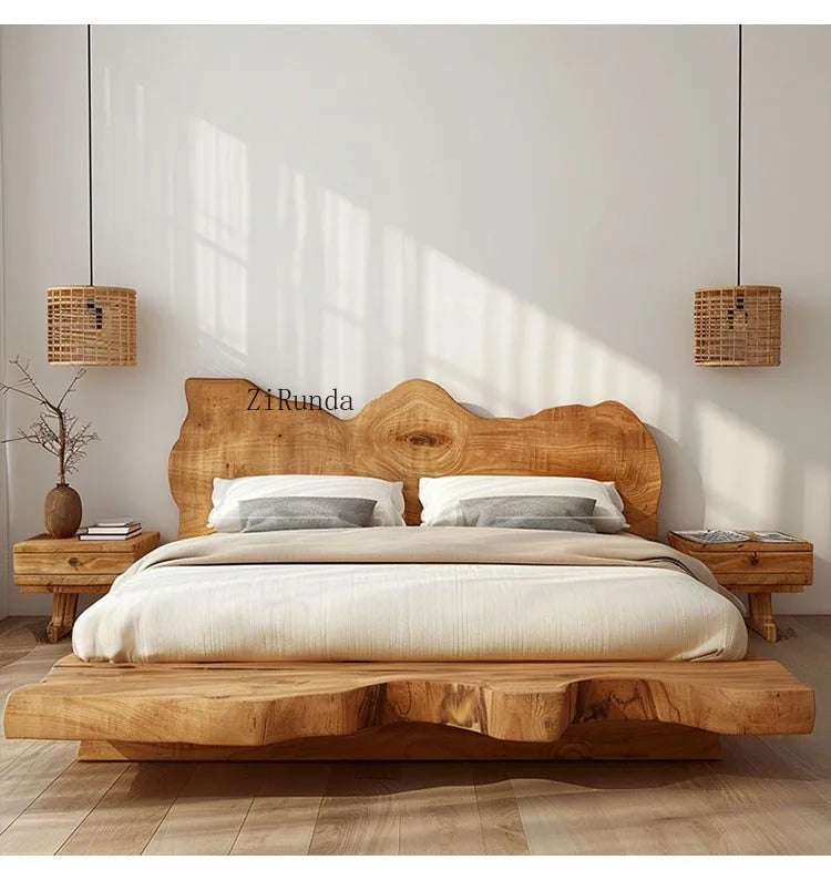 Simple tatami short bed solid wood floor bed 1.8 meters double bed