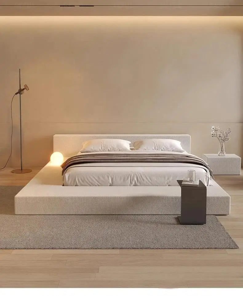 Japanese Minimalist Bed Tatami Cream Fashionable High Quality Modern Bed Wedding Confortable Double Muebles Bedroom Furniture