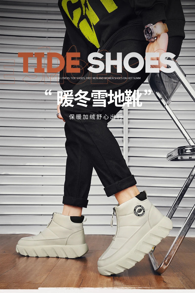 Ankle Boots Snow Thick Bottom Winter Boots for Men Men's Sneakers Non-Slip Soft and Comfortable Cotton Wear-resistant Fashion