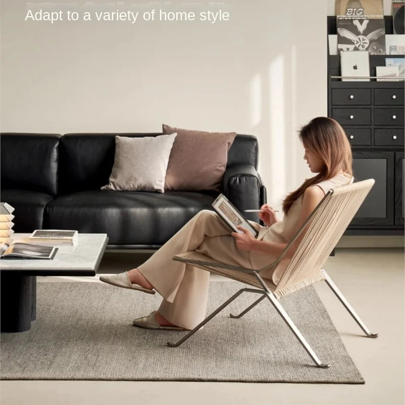 MOMO Bauhaus Single Lounge Chair Living Room Minimalist Rope Sofa Hotel Lounge Reception Chair Outdoor Woven Chair