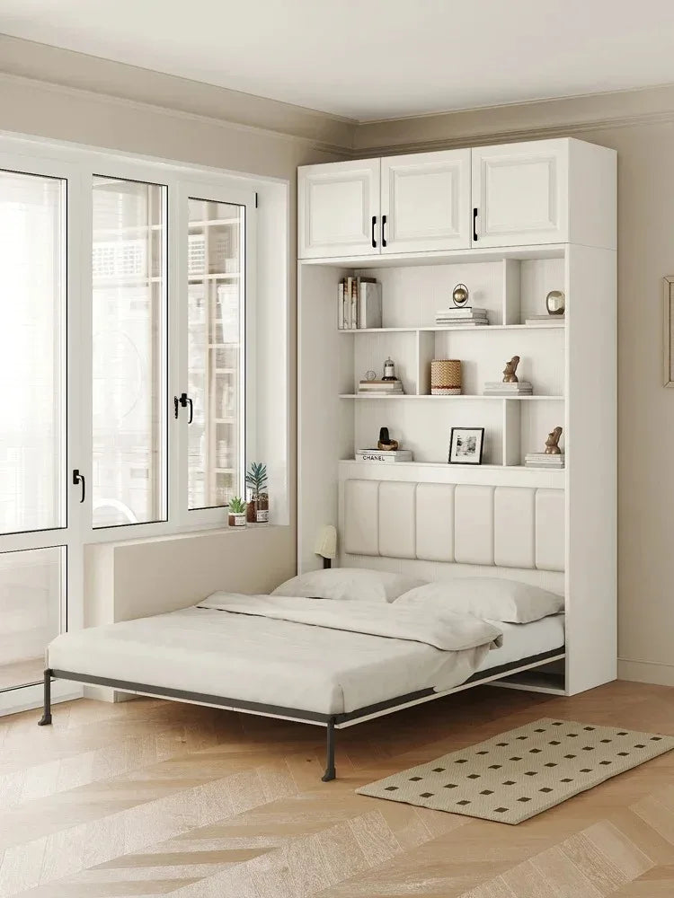 Invisible bed wall, bed, wardrobe, integrated 1.35-meter multifunctional foldable Murphy bed, flip bed under the bed