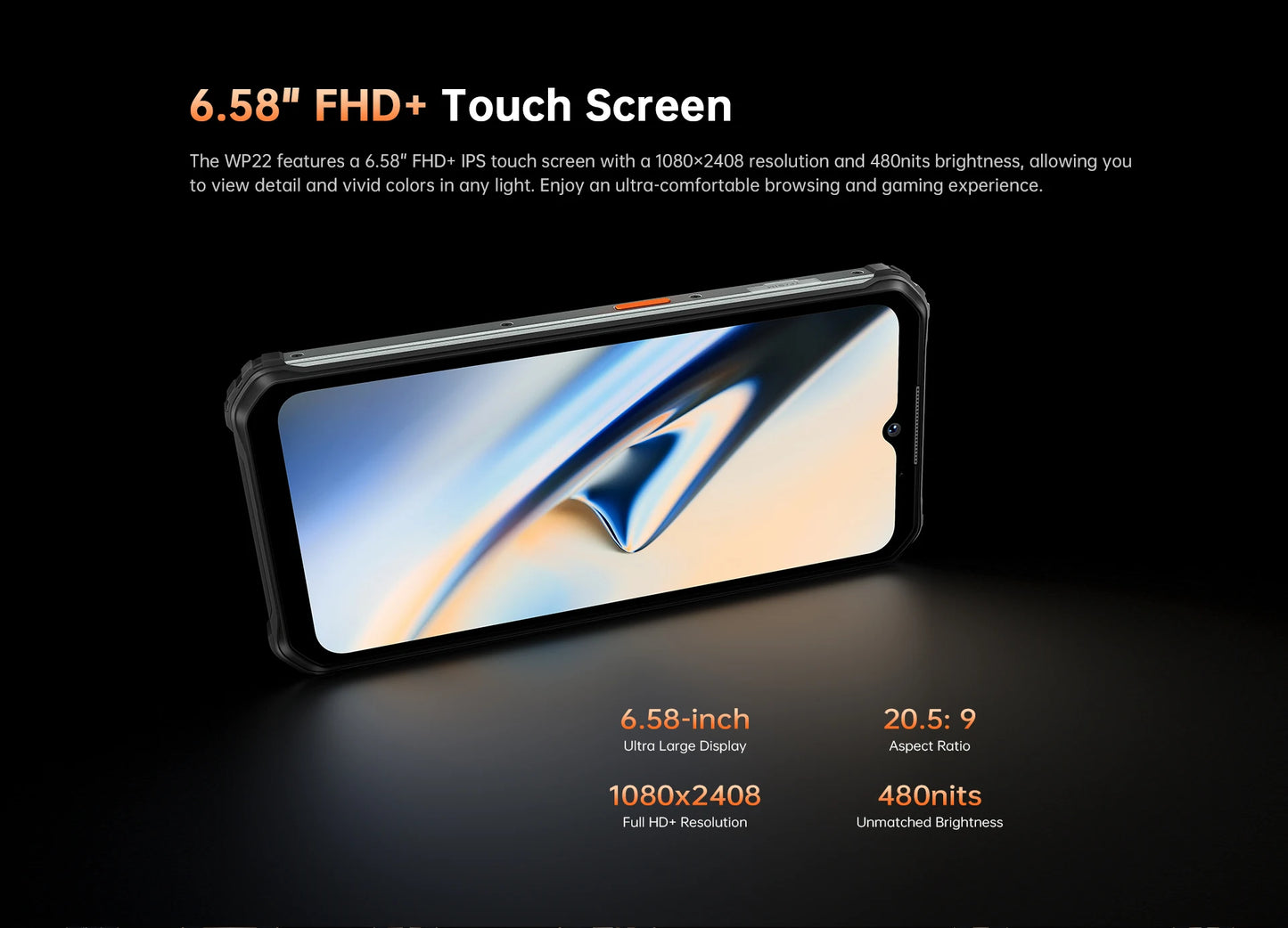 Oukitel WP22 Rugged Phone 6.58" FHD+ 10000 mAh Mobile Phone 8GB+256GB 48MP Smartphone Helio P90 Cell phone