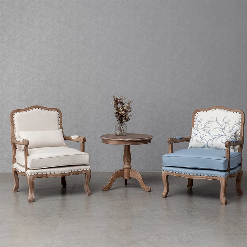 chairRetro solid wood single American country sofa small apartment fabric cafe hotel bedroom back sofachair