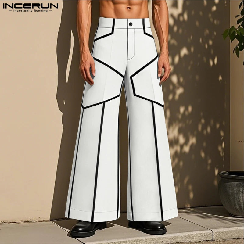 Fashion Print Men Wide Leg Pants Summer Spring Bottoms INCERUN Casual Pants Streetwear Oversize S-5XL Trousers Men's Clothing