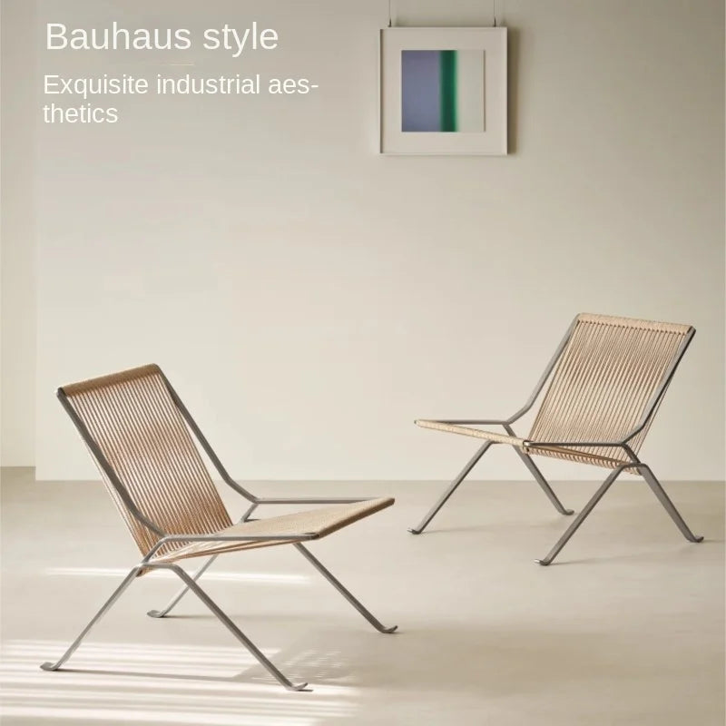 MOMO Bauhaus Single Lounge Chair Living Room Minimalist Rope Sofa Hotel Lounge Reception Chair Outdoor Woven Chair