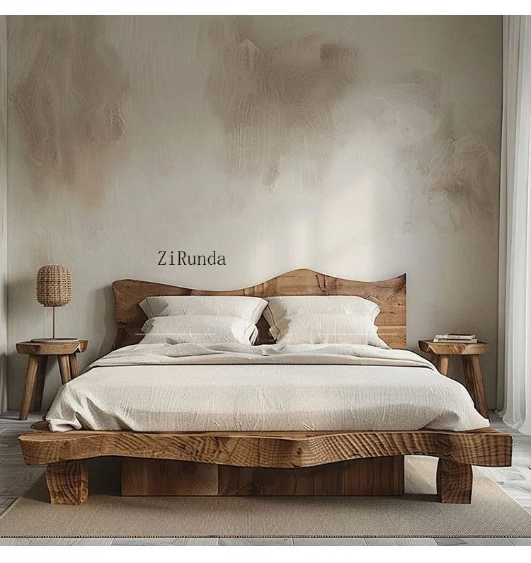 Simple tatami short bed solid wood floor bed 1.8 meters double bed