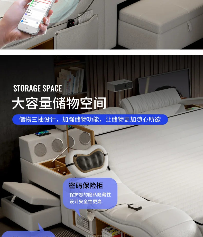 Unique Double Bed Aesthetic Elastic Adjustable King Size Beds Bedroom Tatami Camas De Casal De Luxo Furniture Decoration