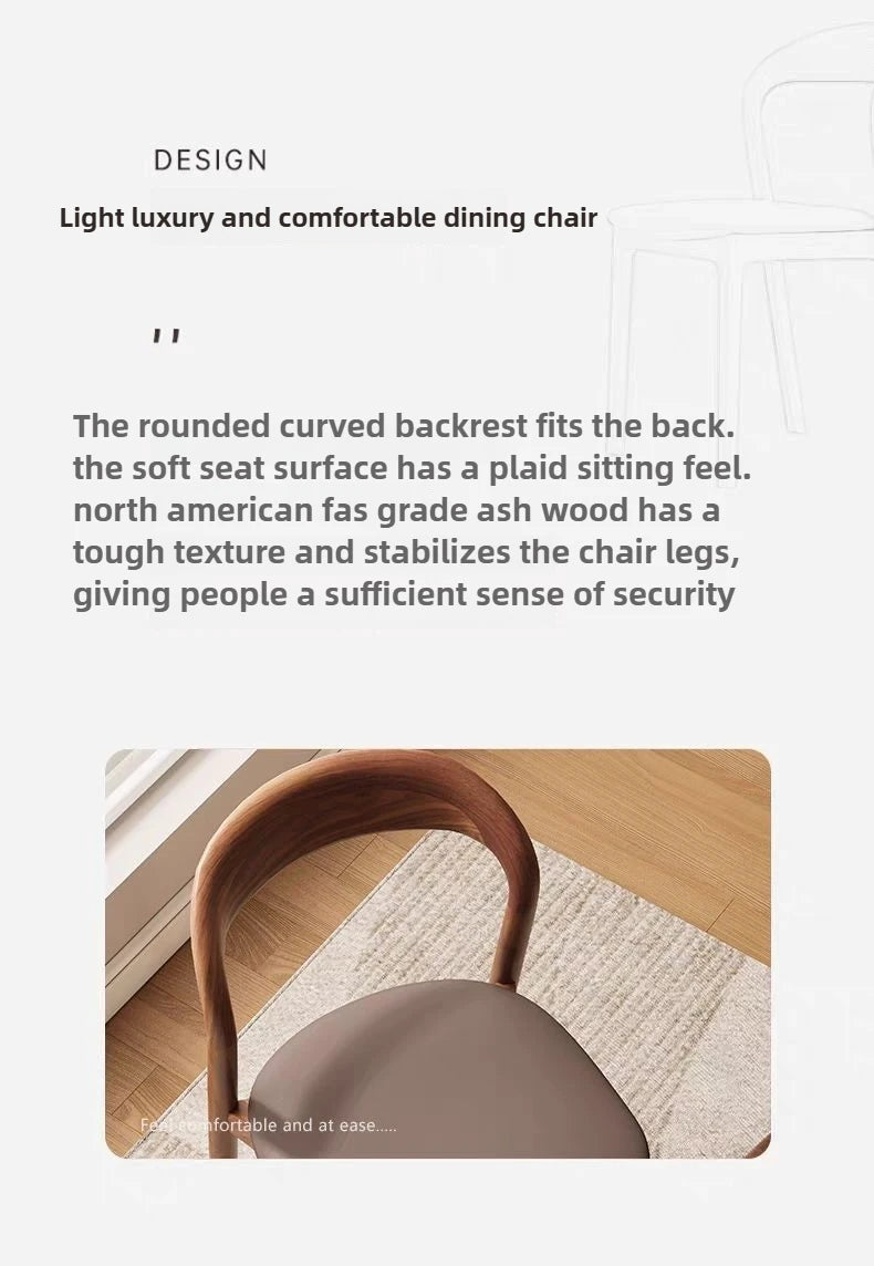 Italian Minimalist Solid Wood Dining Chair, Home Antique Style Backrest Chair, High-end Designer, Hotel Dining Study Chair