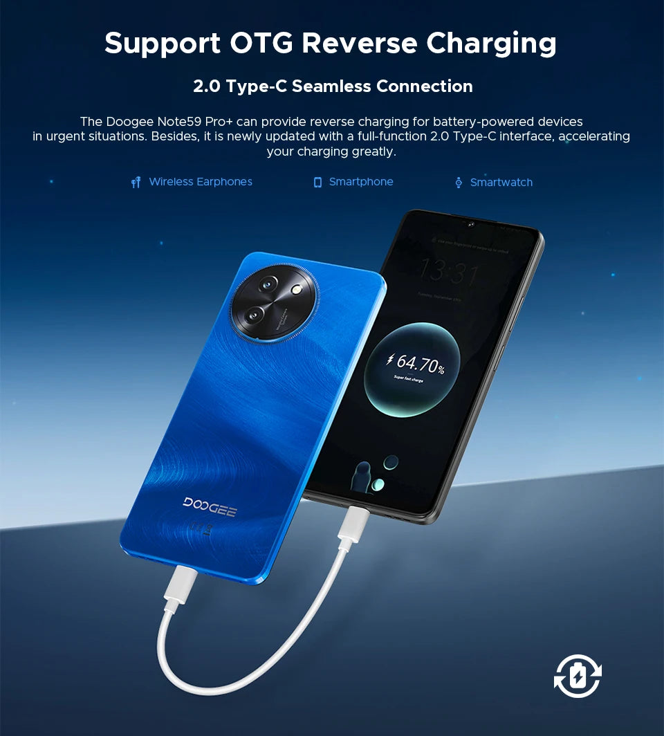 DOOGEE Note59 Pro+ 5G Smartphone Android 15 Global Version 6250mAh Battery 6.75'' 120Hz Display 12GB 512GB Mobile Phone NFC