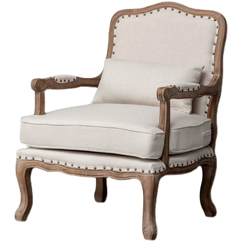 chairRetro solid wood single American country sofa small apartment fabric cafe hotel bedroom back sofachair