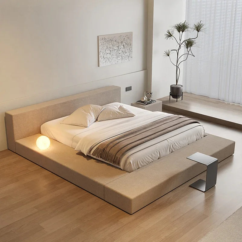 Japanese Minimalist Bed Tatami Cream Fashionable High Quality Modern Bed Wedding Confortable Double Muebles Bedroom Furniture