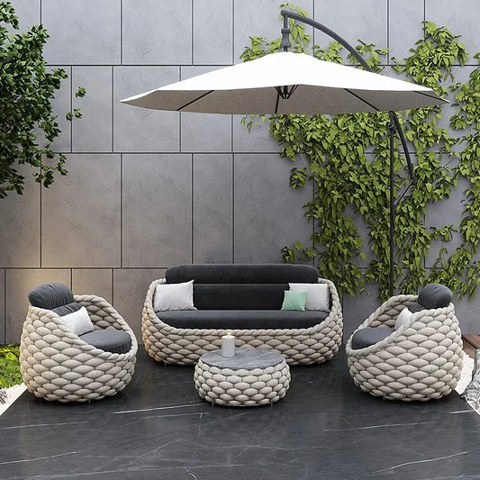 Elegant and Durable Outdoor Rattan Furniture Set with Modular  Sectional Design