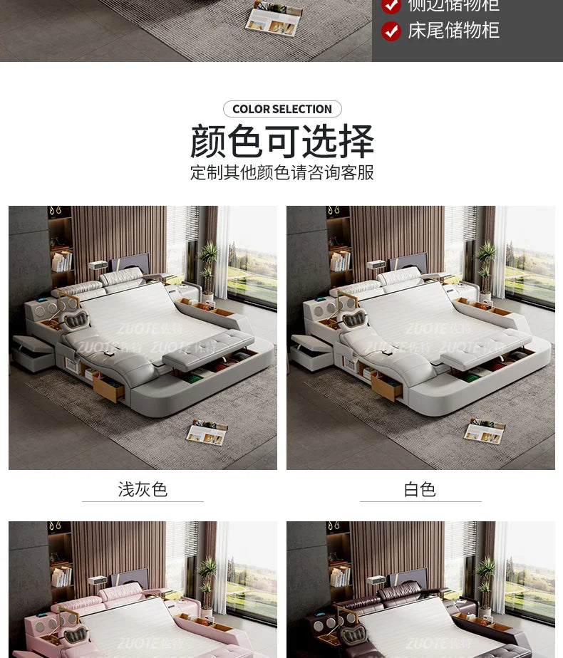 Unique Double Bed Aesthetic Elastic Adjustable King Size Beds Bedroom Tatami Camas De Casal De Luxo Furniture Decoration