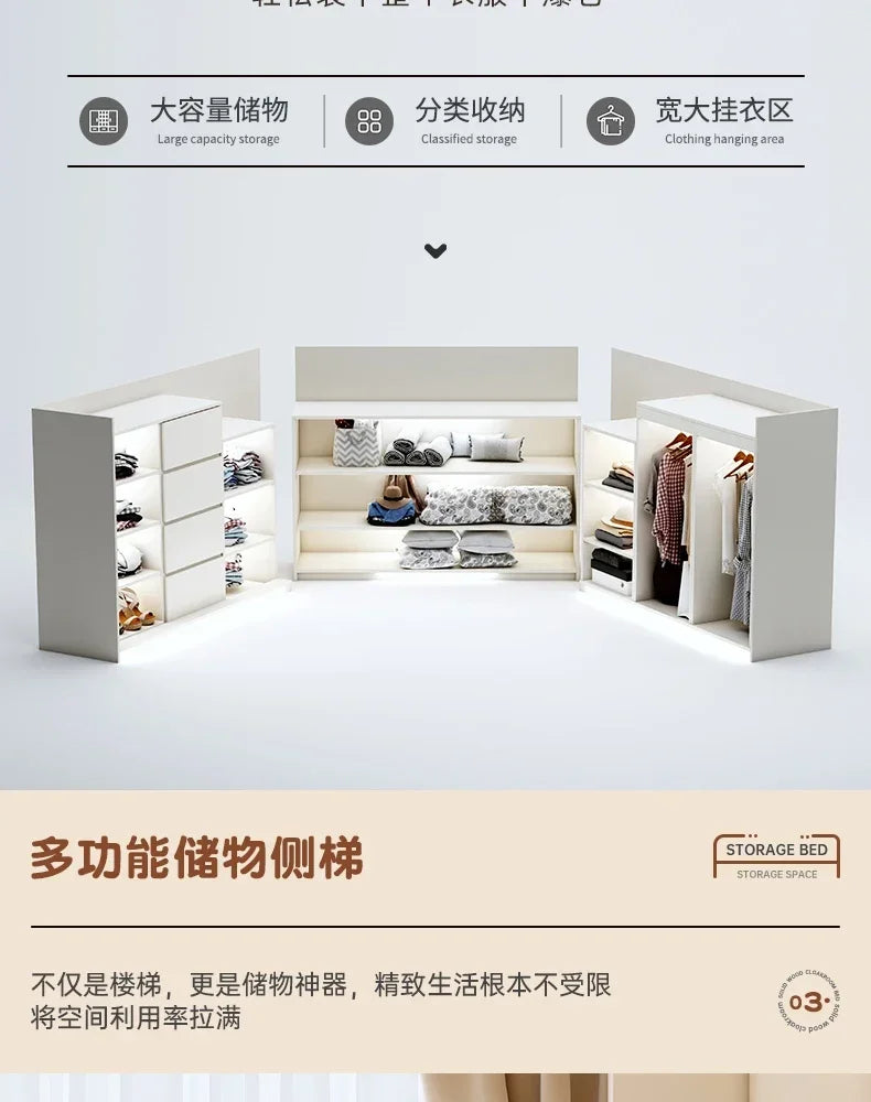 Multi-functional combination closet integrated bed
