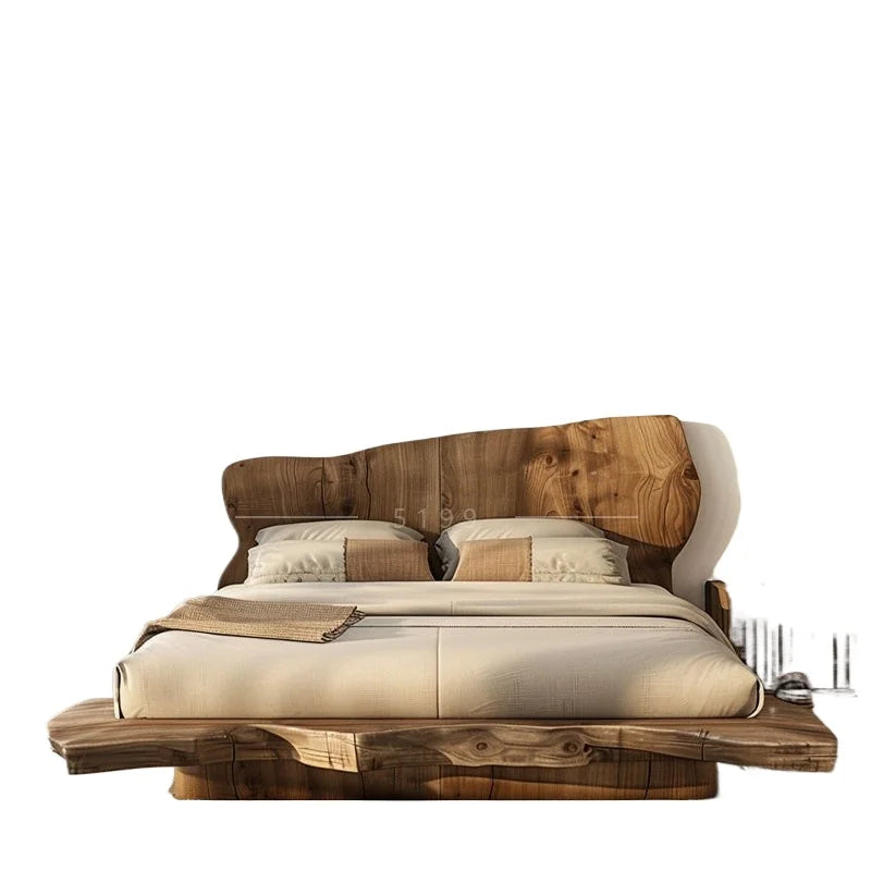 Simple tatami short bed solid wood floor bed 1.8 meters double bed