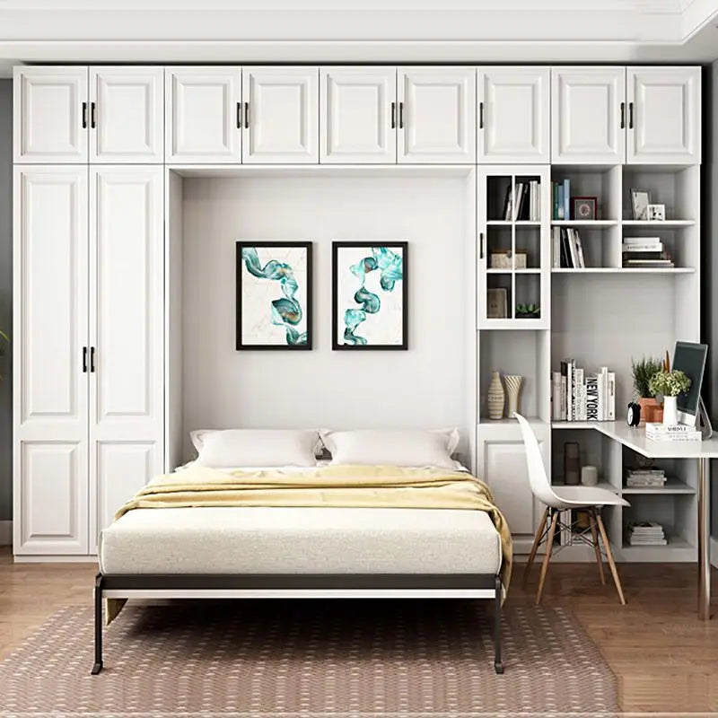 Invisible bed with wardrobe integrated multi-functional household small apartment double Murphy folding study wall bed combinati