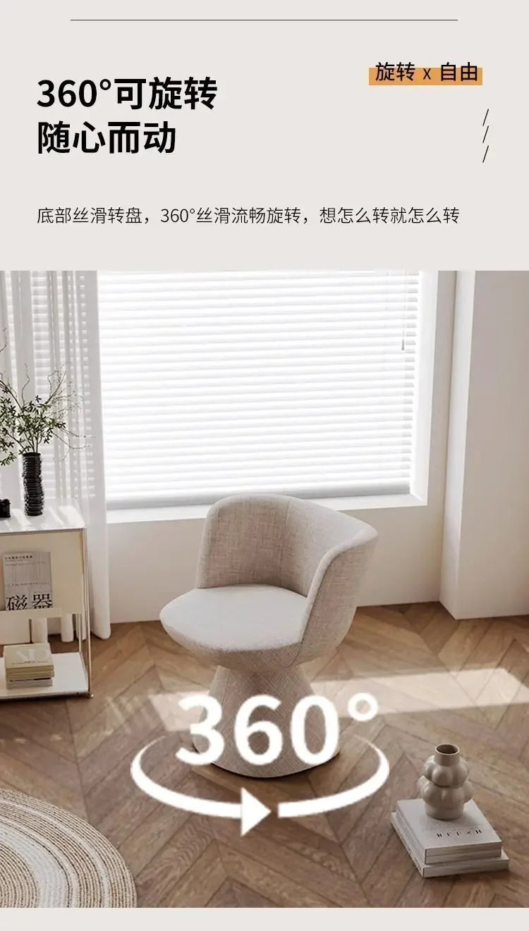 Italian Simple Dining Chair Rotable Vanity Chair Cream Style Home Bedroom Nordic Makeup Stool Hotel Reception Chair Furniture