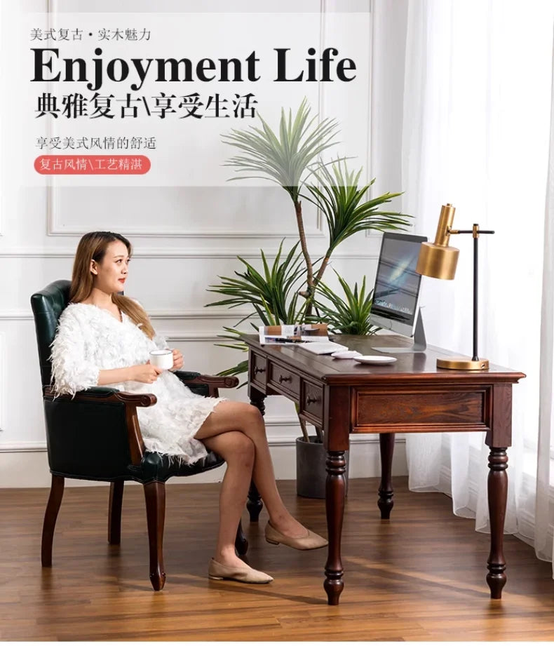 European Retro Single Leisure Armchair, Hotel Cafe Negotiation Tiger Chair,American Solid Wood Study Chair