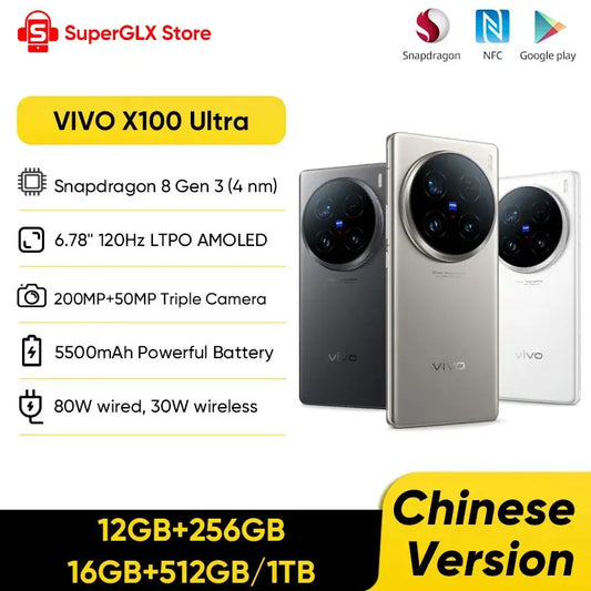CN Version VIVO X100 Ultra 5G Smartphone Snapdragon 8 Gen 3 6.78'' 120Hz AMOLED Screen 5500mAh 80W SuperCharge 30W Wireless IP68