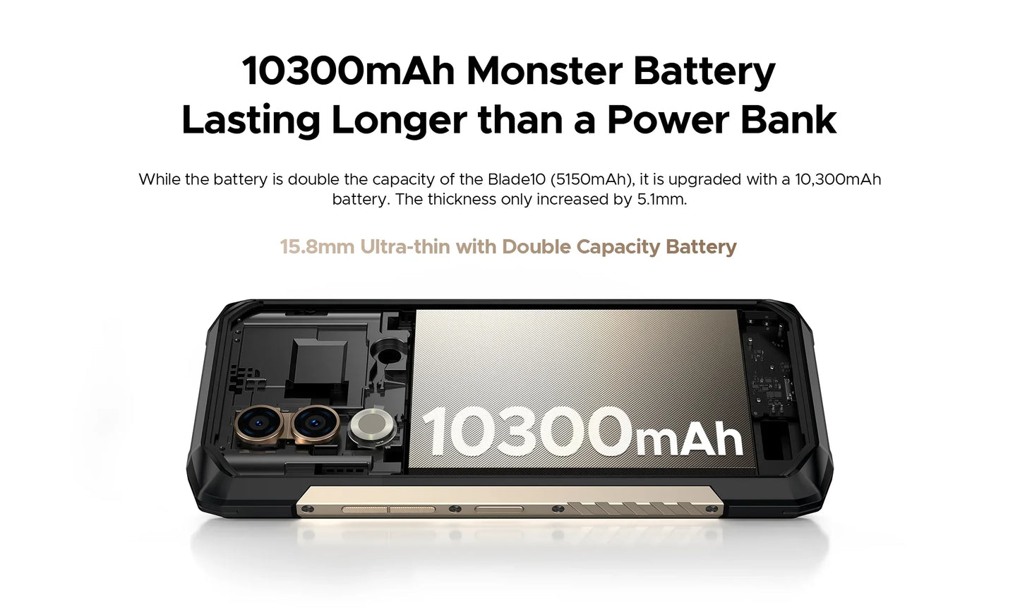 NEW DOOGEE Blade 20 Turbo 5G Rugged Phone 6.6″ Dimensity 7050 8GB+256GB Mobile Phone 10300mAh 50MP 90Hz Android15 Smartphone