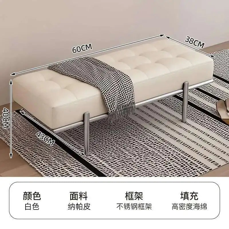 Entrance Porch Soft Shoe Bench Living Room Sofa Bench Bedroom Bed End Bench Metal Frame Integrated Benchs Minimalist Furniture
