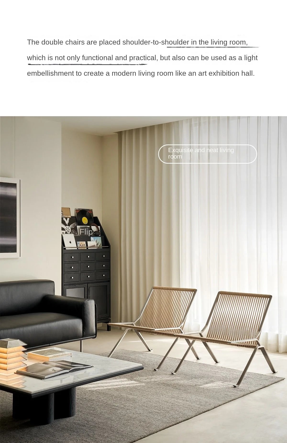 MOMO Bauhaus Single Lounge Chair Living Room Minimalist Rope Sofa Hotel Lounge Reception Chair Outdoor Woven Chair