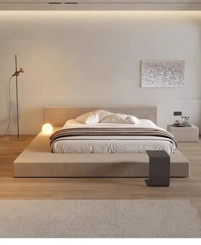 Japanese Minimalist Bed Tatami Cream Fashionable High Quality Modern Bed Wedding Confortable Double Muebles Bedroom Furniture