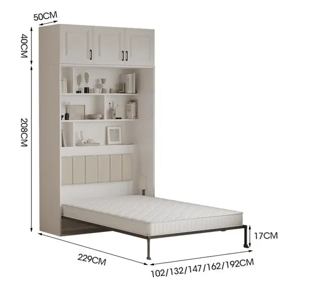 European Murphy Bed With Closet Organizer Drawers Full Size Bed Space-Saving Sleeping Salon Letto Matrimoniale Unique Furniture