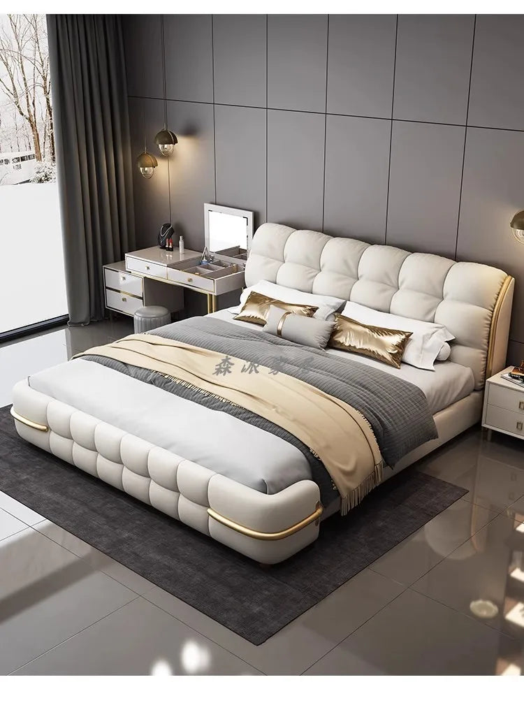 Aesthetic Luxury Unique Bed Queen Elastic Bedroom Double Bed Sleeping 180x200 Camas De Matrimonio Dormitorio Home Decoration