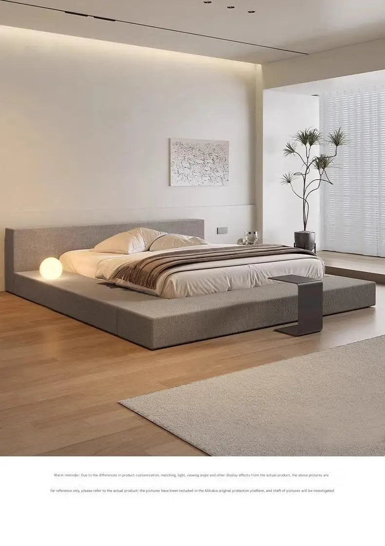Japanese Minimalist Bed Tatami Cream Fashionable High Quality Modern Bed Wedding Confortable Double Muebles Bedroom Furniture