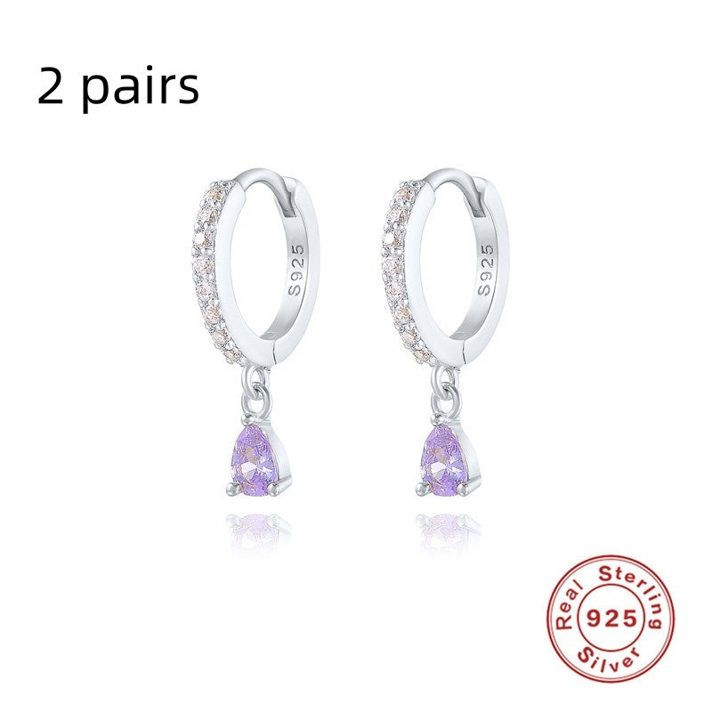 S925 Sterling Silver Diamond Water Drop Eardrop Earring
