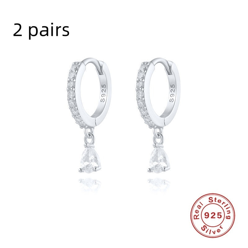 S925 Sterling Silver Diamond Water Drop Eardrop Earring