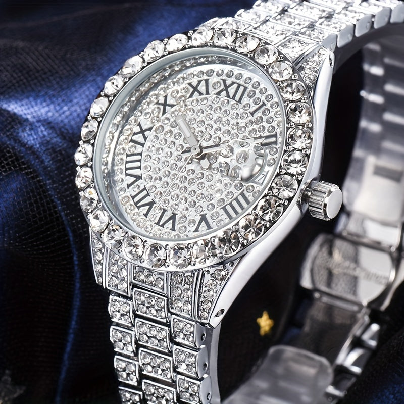 MISSFOX Women Watch Iced Out Shiny Diamond Fashion Elegant Small Case Dress Watches Fashion With Auto Calendar