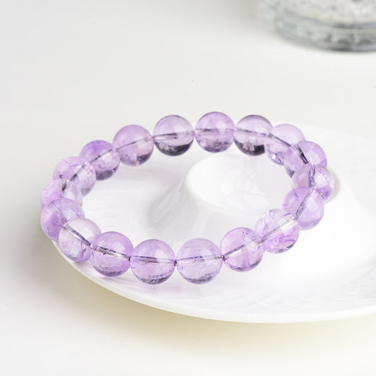 Lavender Round Beads Iced Light Purple Crystal Bracelet