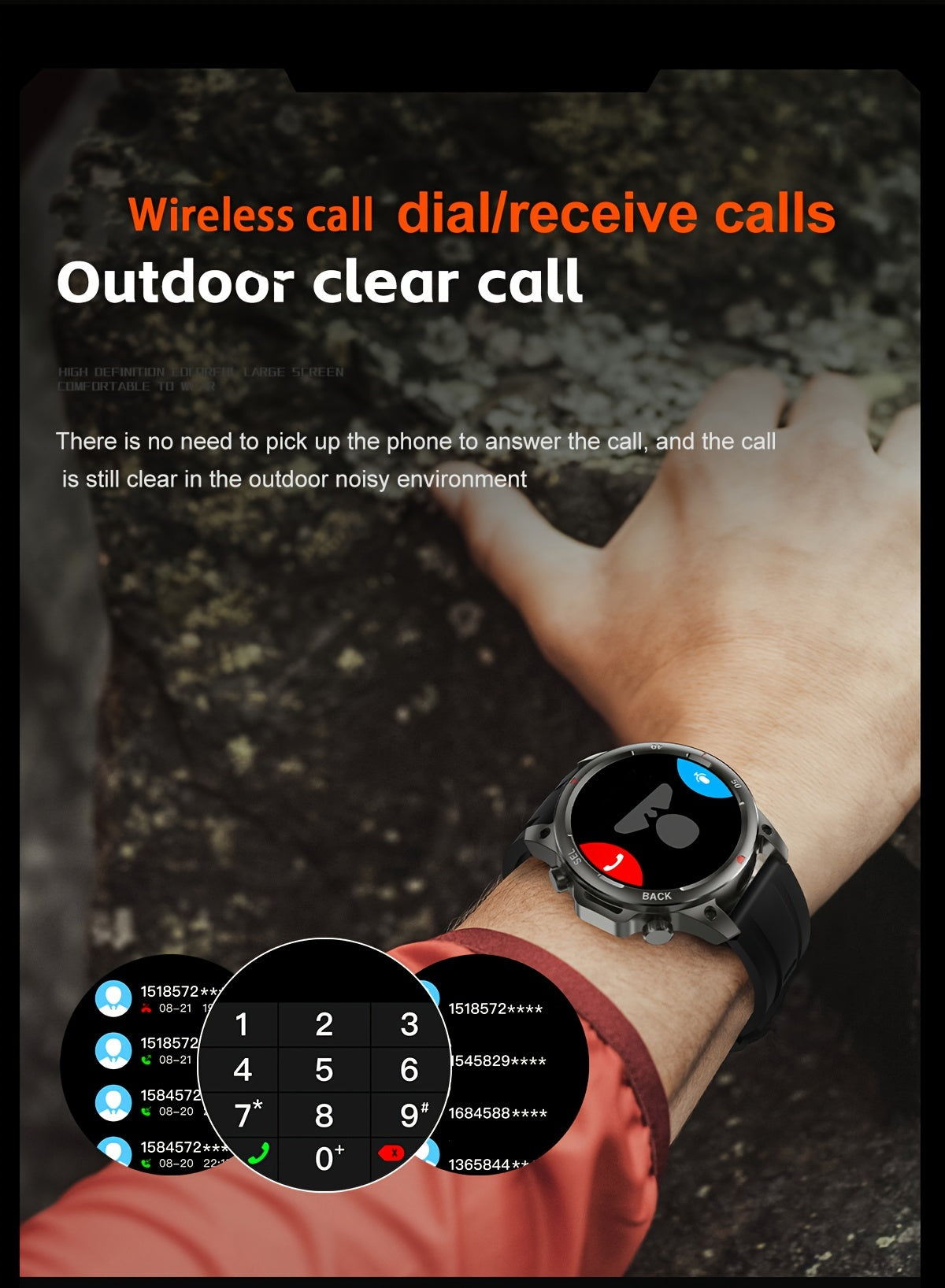 OHUGNA 2024 New GPS Motion Trajectory Smart Watch For Men LED Lighting 360*360 HD Screen AI Voice Wireless Call NFC Smartwatch, Compass Sport Fitness Tracker Watches Outdoor Sports Smart Watch For Men Father's Day Gift