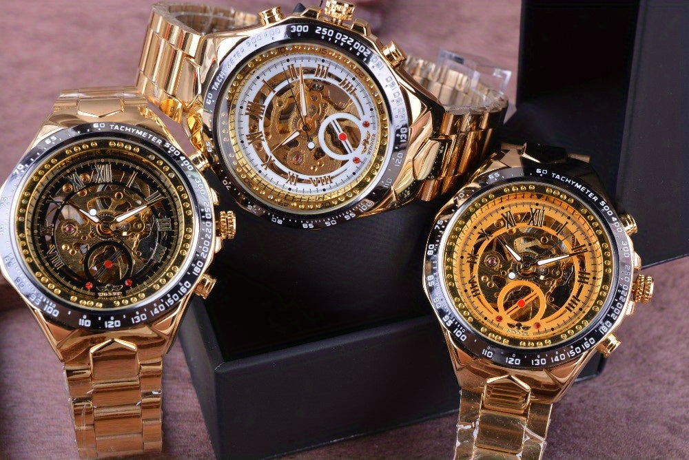 Winner Mechanical Sport Design Bezel Men's Watches, Skeleton Wristwatch, Men's Accessories