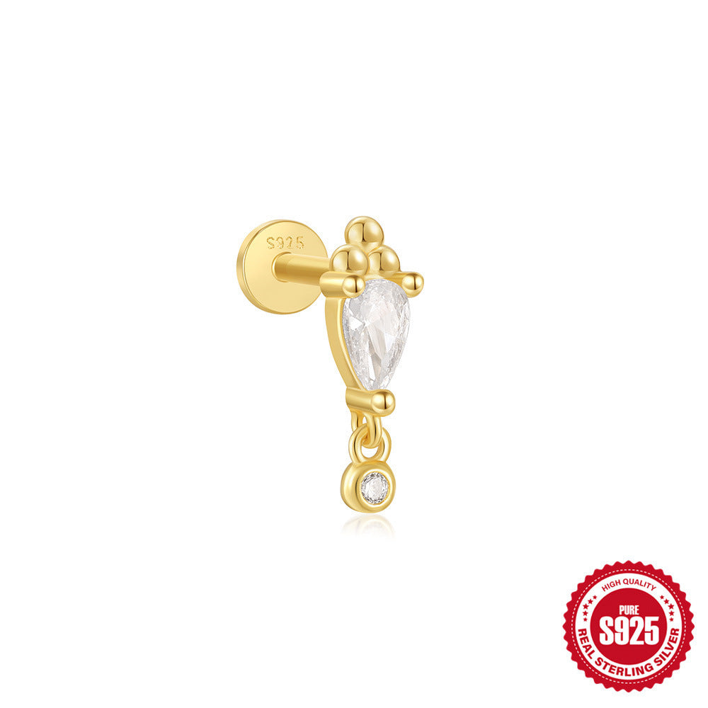 925 Sterling Silver XINGX Inlaid Tassel Piercing Ear Stud
