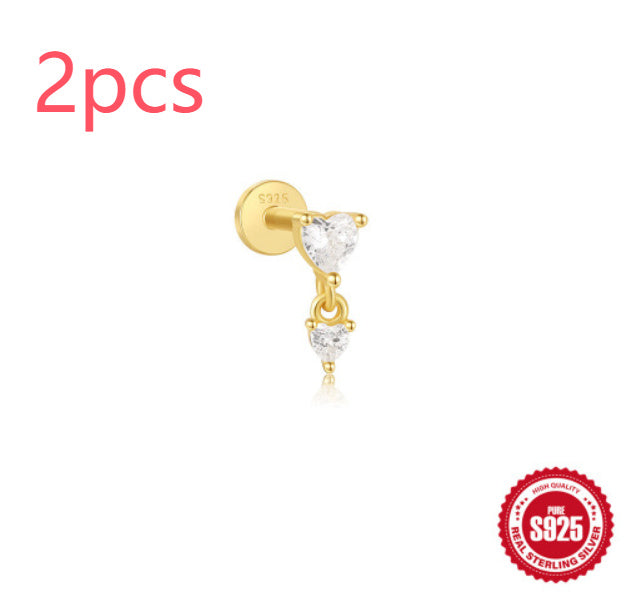 925 Sterling Silver XINGX Inlaid Tassel Piercing Ear Stud