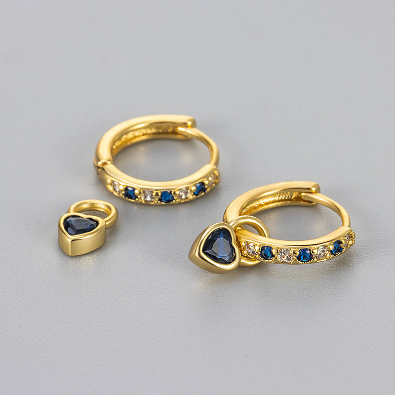 Fashion Color Zircon Earrings Female With Hearts Eardrops