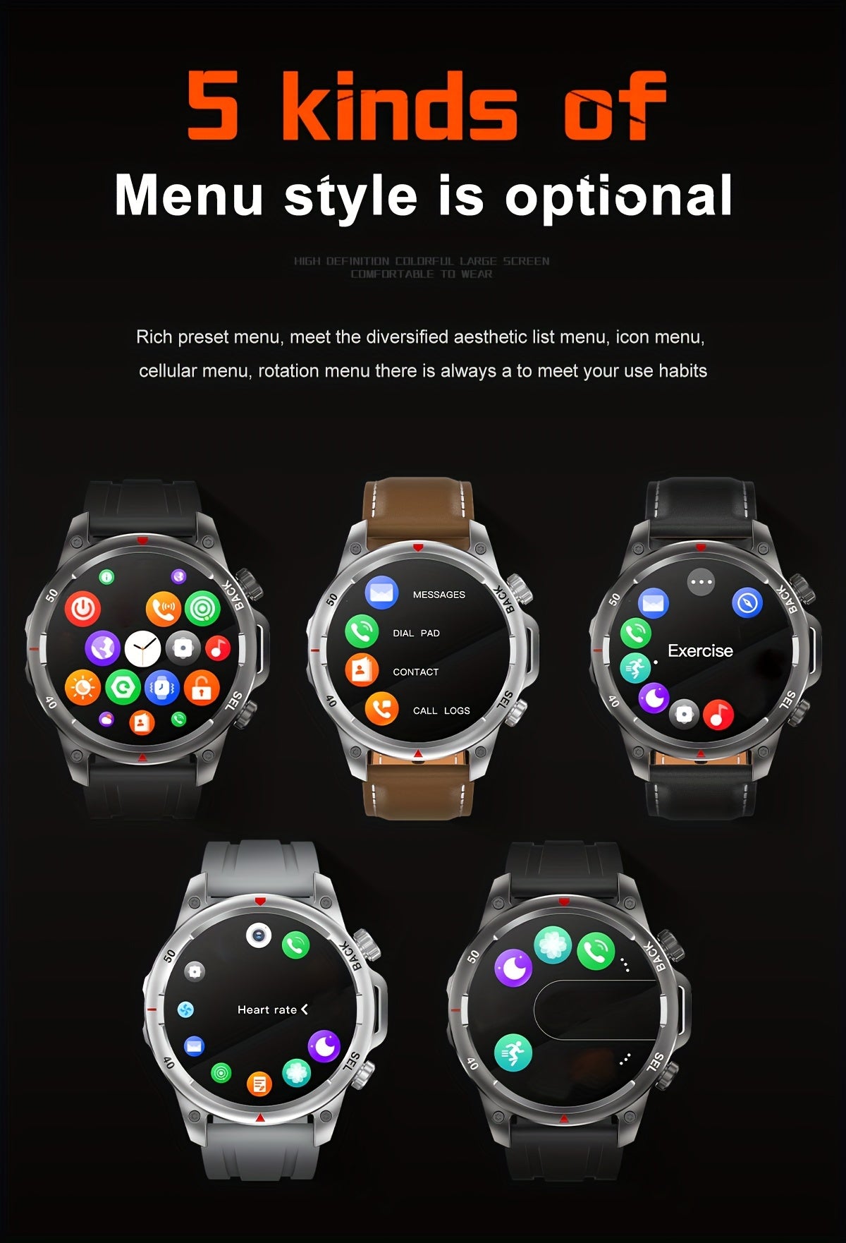 OHUGNA 2024 New GPS Motion Trajectory Smart Watch For Men LED Lighting 360*360 HD Screen AI Voice Wireless Call NFC Smartwatch, Compass Sport Fitness Tracker Watches Outdoor Sports Smart Watch For Men Father's Day Gift